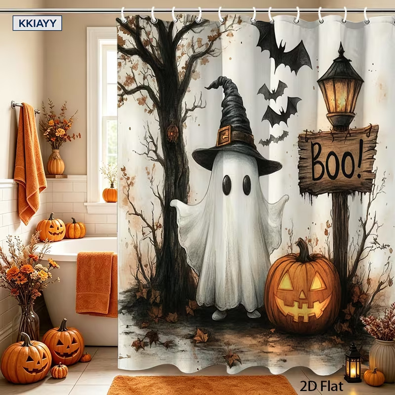 1 buah Tirai Mandi Halloween M - Aquarium Zombie ulasan dan harga