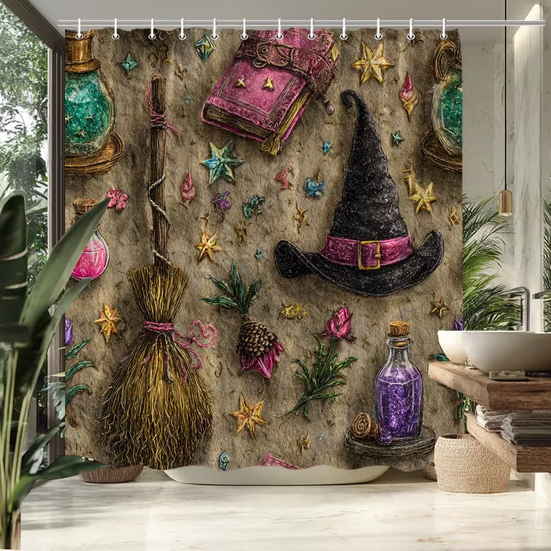 1 buah Tirai Mandi Halloween M - Aquarium Zombie ulasan dan harga